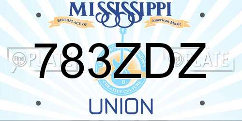 783ZDZ Mississippi License Plate