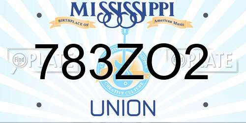 783ZO2 Mississippi License Plate