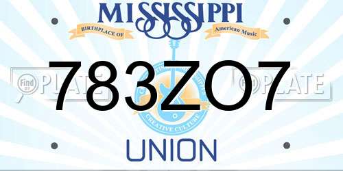 783ZO7 Mississippi License Plate