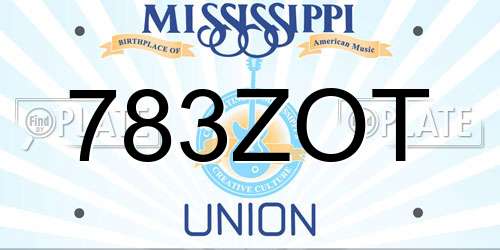 783ZOT Mississippi License Plate