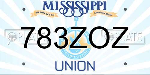 783ZOZ Mississippi License Plate