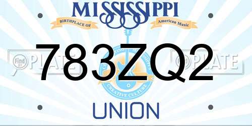 783ZQ2 Mississippi License Plate