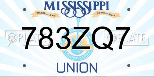 783ZQ7 Mississippi License Plate