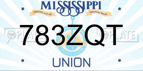 783ZQT Mississippi License Plate