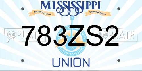 783ZS2 Mississippi License Plate