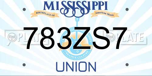 783ZS7 Mississippi License Plate