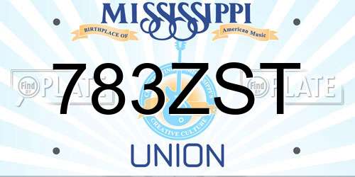 783ZST Mississippi License Plate