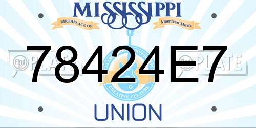 78424E7 Mississippi License Plate