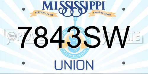 7843SW Mississippi License Plate