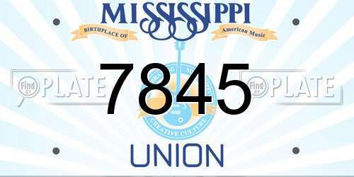 7845 Mississippi License Plate