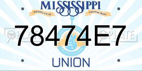 78474E7 Mississippi License Plate