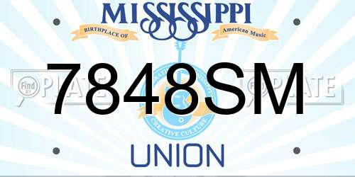 7848SM Mississippi License Plate