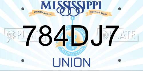784DJ7 Mississippi License Plate