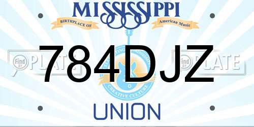 784DJZ Mississippi License Plate