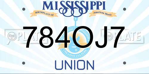 784OJ7 Mississippi License Plate