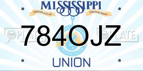 784OJZ Mississippi License Plate