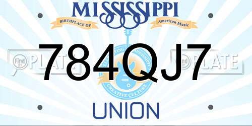784QJ7 Mississippi License Plate