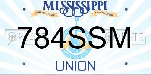 784SSM Mississippi License Plate