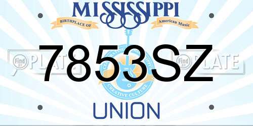 7853SZ Mississippi License Plate