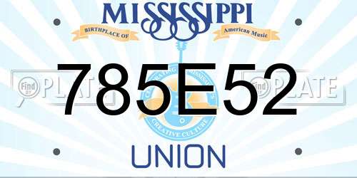 785E52 Mississippi License Plate