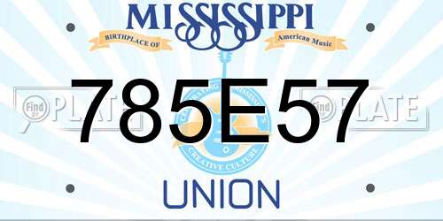 785E57 Mississippi License Plate