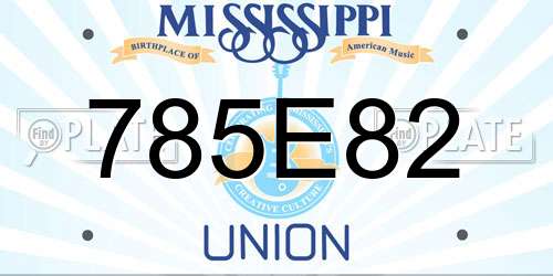 785E82 Mississippi License Plate
