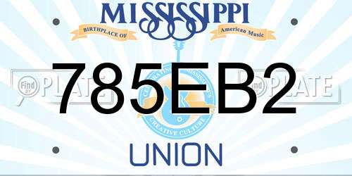 785EB2 Mississippi License Plate