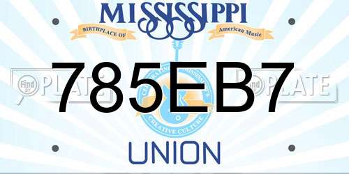 785EB7 Mississippi License Plate
