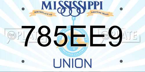 785EE9 Mississippi License Plate