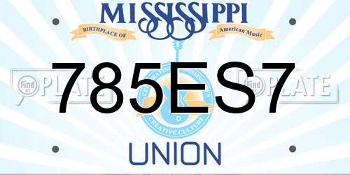 785ES7 Mississippi License Plate