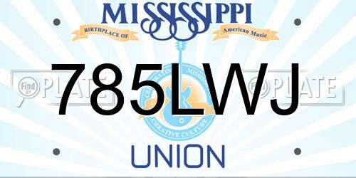 785LWJ Mississippi License Plate