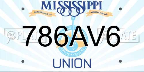 786AV6 Mississippi License Plate