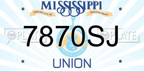 7870SJ Mississippi License Plate