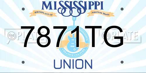 7871TG Mississippi License Plate