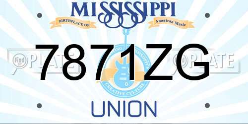 7871ZG Mississippi License Plate