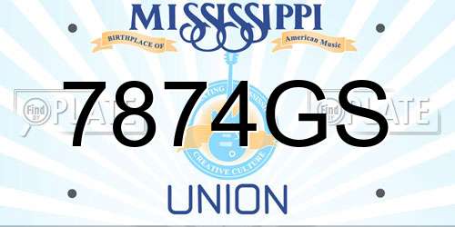 7874GS Mississippi License Plate