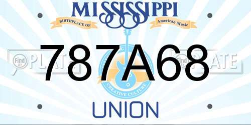 787A68 Mississippi License Plate