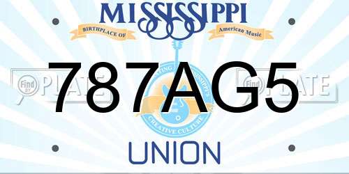 787AG5 Mississippi License Plate