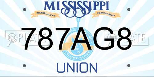 787AG8 Mississippi License Plate