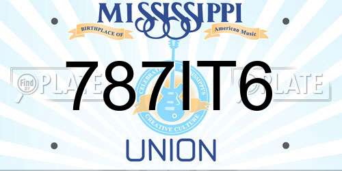 787IT6 Mississippi License Plate