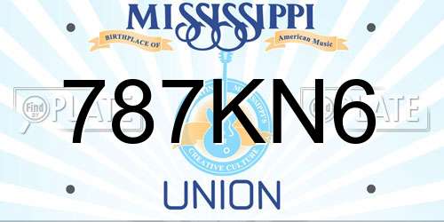 787KN6 Mississippi License Plate