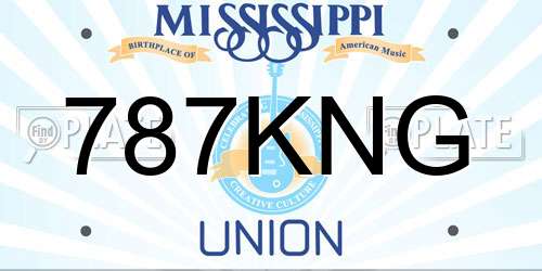 787KNG Mississippi License Plate