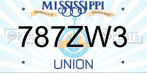 787ZW3 Mississippi License Plate