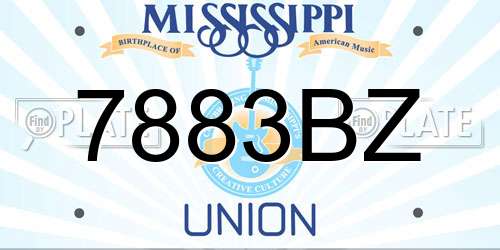 7883BZ Mississippi License Plate