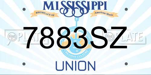 7883SZ Mississippi License Plate