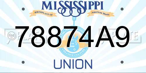 78874A9 Mississippi License Plate