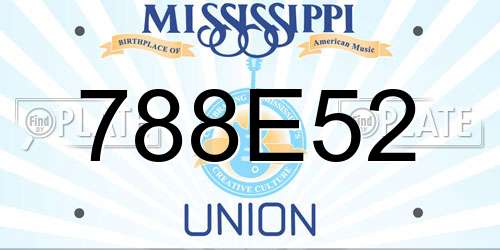 788E52 Mississippi License Plate