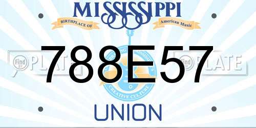 788E57 Mississippi License Plate