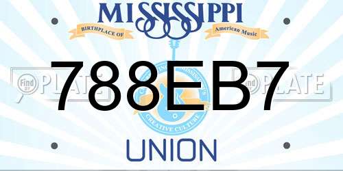 788EB7 Mississippi License Plate