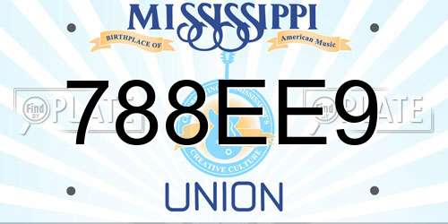 788EE9 Mississippi License Plate
